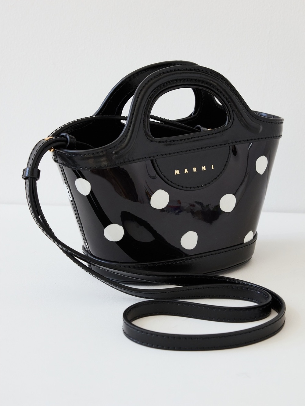 Marni Tropicalia Micro Patent Leather Polka Dot tote bag